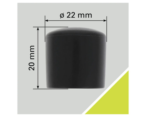 Imagine a unui glisor de mobilă cu dimensiunile de 22 mm în diametru și 20 mm în înălțime