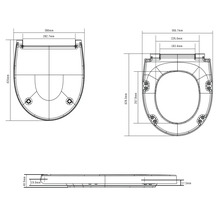 Desen tehnic al unui capac de toaletă cu dimensiuni
