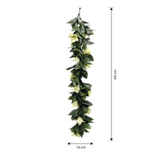 Ghirlandă decorativă cu frunze și flori, lungime 64 cm