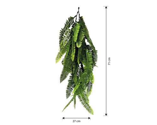 Ferigă artificială, lungime 71 cm, lățime 27 cm, pentru decorare
