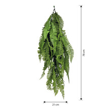 Ferigă artificială suspendată, lungime 78 cm și lățime 21 cm, pentru interior
