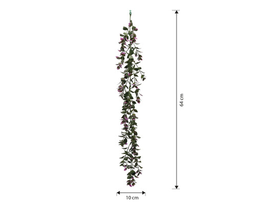 Plantă artificială suspendată cu o lungime de 64 cm și o lățime de 10 cm.