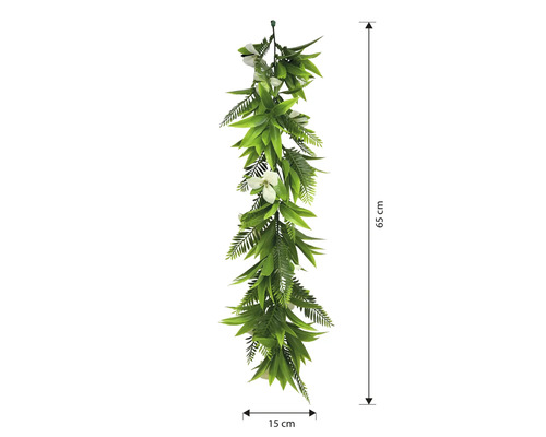 Ghirlandă decorativă cu flori artificiale, lungime 65 cm și lățime 15 cm