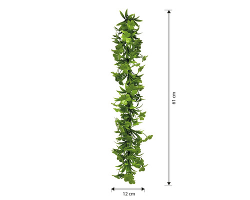 Ghirlandă artificială cu trifoi și frunze, lungime 61 cm și lățime 12 cm.