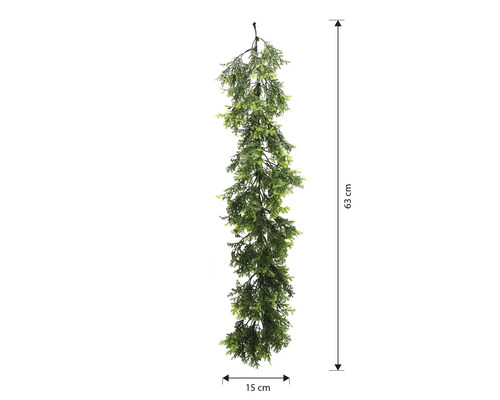 Ghirlandă artificială de iederă, lungime 63 cm, lățime 15 cm, pentru decorațiuni
