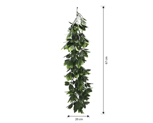 Ghirlandă artificială de iederă, lungă de 67 cm și lată de 20 cm, pentru decorare
