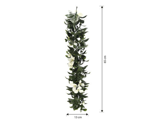 Ghirlandă artificială cu frunze și flori, lungime 65 cm și lățime 13 cm