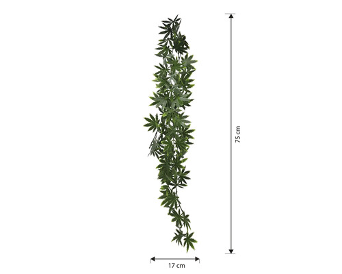 Plantă artificială decorativă, plantă suspendată cu dimensiunile de 75 cm pe 17 cm.