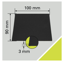 Imagine cu un tampon de cauciuc cu dimensiunile de 100 mm pe 90 mm pe 3 mm