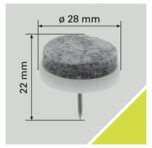 Glisor din pâslă cu cui, diametru 28 milimetri