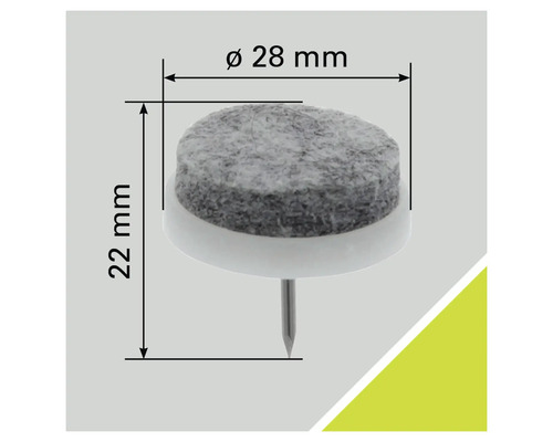 Glisor din pâslă cu cui, diametru 28 milimetri