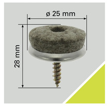 Glisor din pâslă cu șurub, diametru 25 milimetri, înălțime 28 milimetri