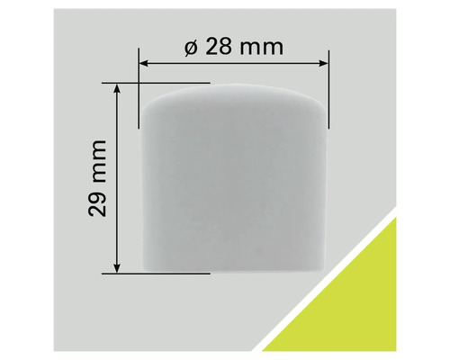 Dimensiunile unui capac de plastic: diametru 28 mm, înălțime 29 mm