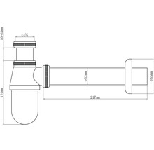 Desen tehnic al unui sifon cu dimensiuni