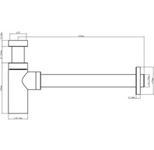 Desen tehnic al unui sifon cu dimensiuni