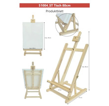 Șevalet de masă din lemn, potrivit pentru pânze de până la maximum 44 x 60 cm, înălțime maximă 80 cm