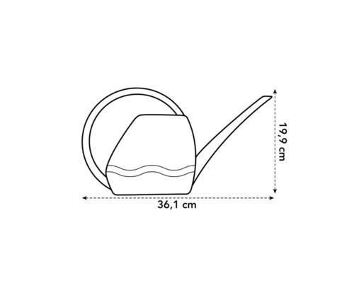 Desen tehnic al unei udătoare cu dimensiunile 36,1 cm și 19,9 cm