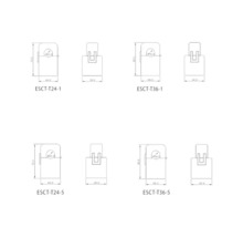 Desen tehnic al transformatoarelor de curent ESCT-T24-1, ESCT-T24-5, ESCT-T36-1 și ESCT-T36-5 cu indicații dimensionale