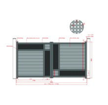 Desen tehnic al unui gard cu elemente din aluminiu și indicații de dimensiuni.