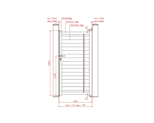 Desen tehnic al unei porți de grădină cu dimensiuni