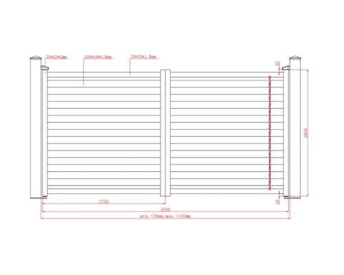 Desen tehnic al unui gard cu dimensiuni.