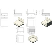 Desene tehnice ale fotoliilor de grădină cu dimensiuni