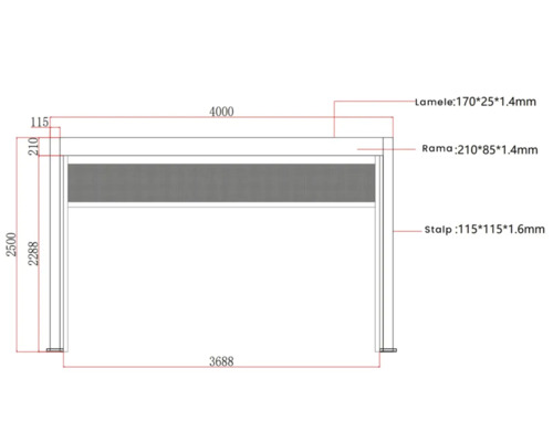 Desen tehnic al unui pavilion cu dimensiuni