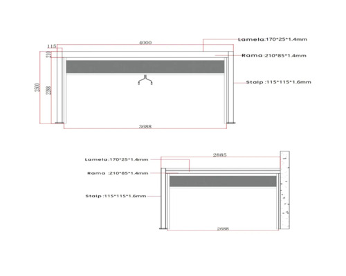 Desen tehnic al unui acoperiș de terasă cu dimensiuni