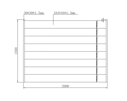 Desen tehnic al unui paravan de intimitate cu dimensiuni