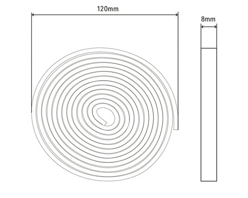 Desen tehnic al unei benzi de etanșare cu dimensiunile de 120 mm x 8 mm.