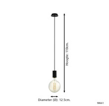 Lumină suspendată, înălțime 110 cm, diametru 12,5 cm