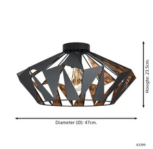 Lumină de plafon, diametru 47 cm, înălțime 23,5 cm