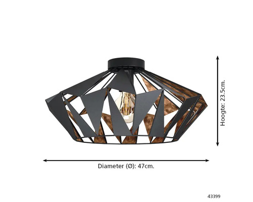 Lumină de plafon, diametru 47 cm, înălțime 23,5 cm