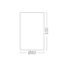 Desen cu dimensiunile produsului, cu o înălțime de 100 și un diametru de 80