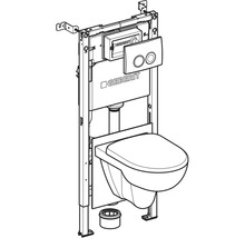 Element Geberit pentru WC suspendat, inclusiv rezervor, clapetă de acționare și vas WC.
