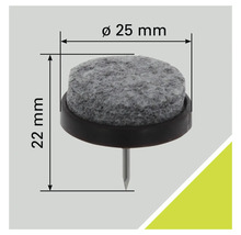 Glisor din pâslă cu cui, diametru 25 milimetri