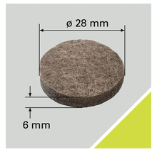 Glitier din pâslă cu diametrul de 28 milimetri și grosimea de 6 milimetri