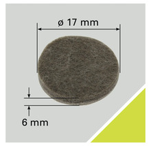 Glisor din pâslă cu diametrul de 17 milimetri și grosimea de 6 milimetri