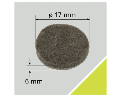 Glisor din pâslă cu diametrul de 17 milimetri și grosimea de 6 milimetri
