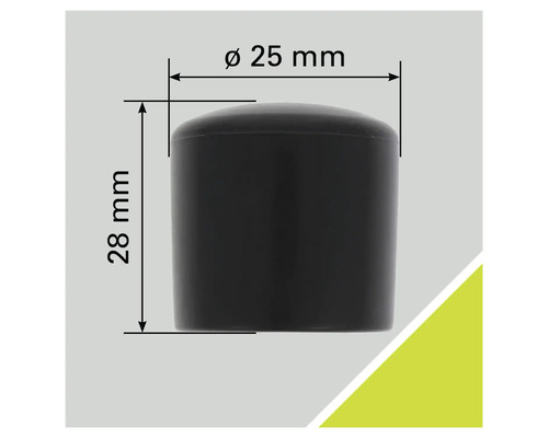 Glisor negru pentru mobilă cu diametrul de 25 mm și înălțimea de 28 mm