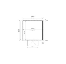 Plan cu dimensiuni: 258 cm lățime, 252 cm adâncime, suprafață interioară de 5,64 metri pătrați