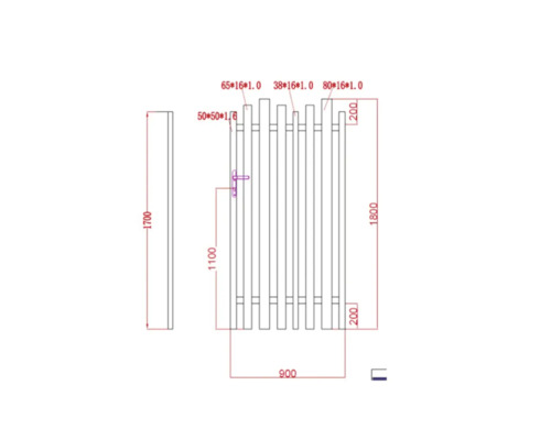 Desen tehnic al unui element de gard cu dimensiuni