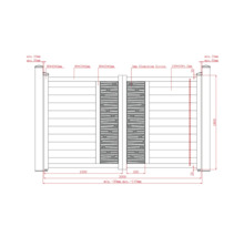 Desen tehnic al unei porți de grădină cu dimensiuni.