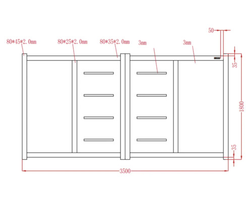 Desen tehnic al unui dulap cu dimensiuni