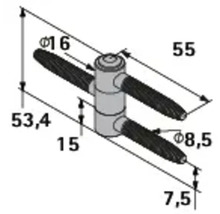 Desen tehnic al unei piese de conectare cu dimensiuni.