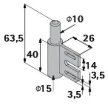 Desen tehnic al unei balamale de mobilă cu dimensiuni