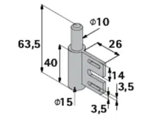 Desen tehnic al unei balamale de mobilă cu dimensiuni