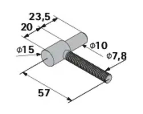 Desen tehnic al unui mâner de mobilă cu dimensiuni