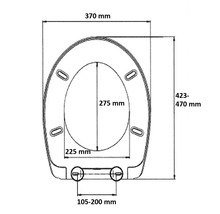Desen tehnic al unui capac de toaletă cu dimensiuni
