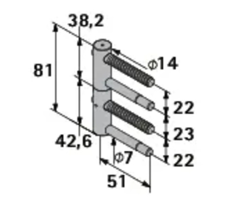 Desen tehnic al unei balamale cu dimensiuni